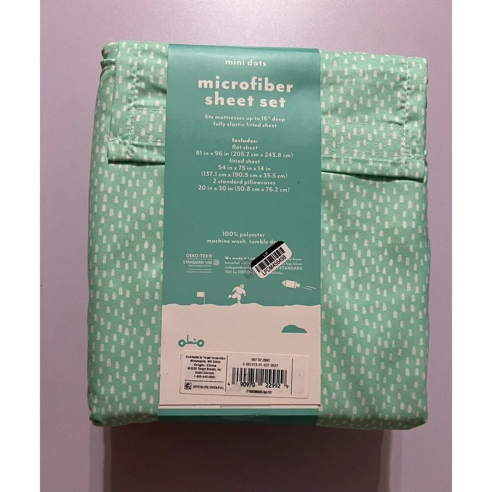 Pillowfort Mini Dots Microfiber Full Sheet Set Oeko-tex Bedding, 4 piece